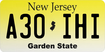 NJ license plate A30IHI