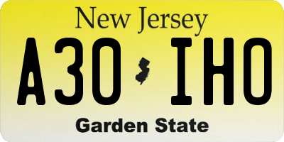NJ license plate A30IHO