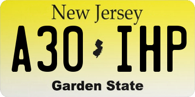 NJ license plate A30IHP