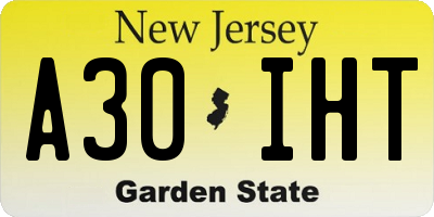NJ license plate A30IHT