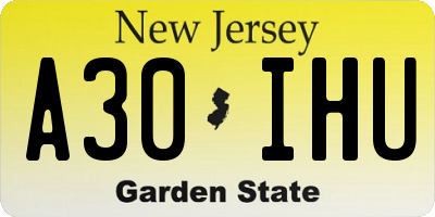 NJ license plate A30IHU
