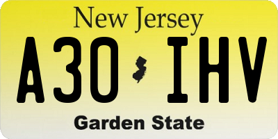 NJ license plate A30IHV