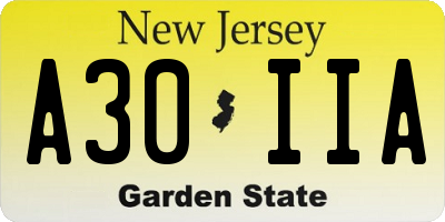 NJ license plate A30IIA