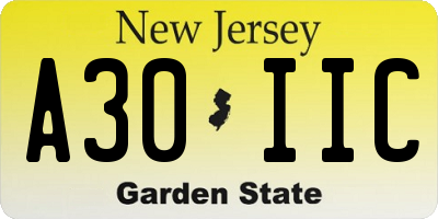 NJ license plate A30IIC