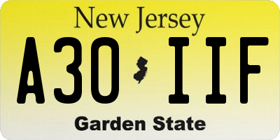 NJ license plate A30IIF