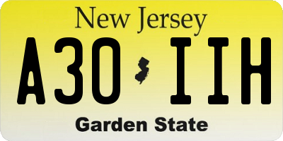 NJ license plate A30IIH