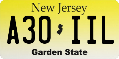 NJ license plate A30IIL
