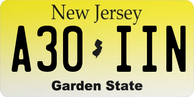 NJ license plate A30IIN