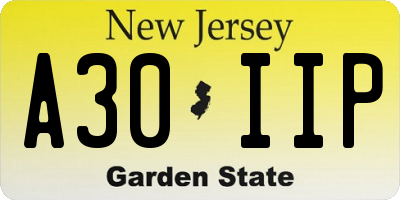 NJ license plate A30IIP