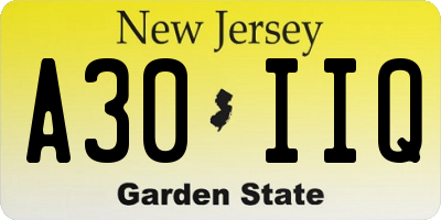 NJ license plate A30IIQ