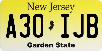 NJ license plate A30IJB