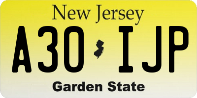 NJ license plate A30IJP
