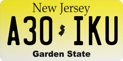 NJ license plate A30IKU