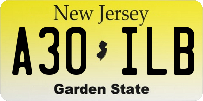 NJ license plate A30ILB