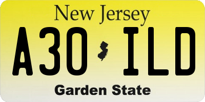 NJ license plate A30ILD