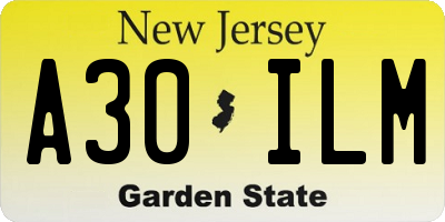 NJ license plate A30ILM
