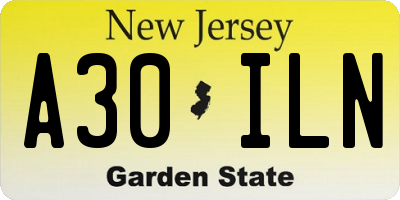 NJ license plate A30ILN