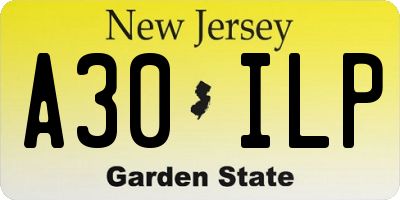 NJ license plate A30ILP