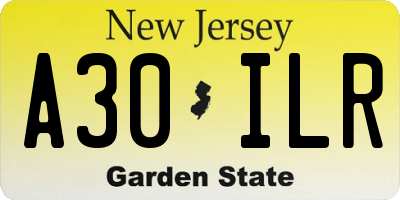 NJ license plate A30ILR