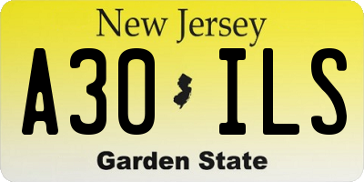 NJ license plate A30ILS