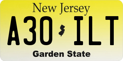 NJ license plate A30ILT