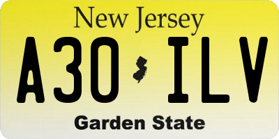 NJ license plate A30ILV