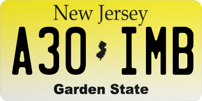 NJ license plate A30IMB