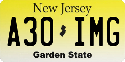 NJ license plate A30IMG