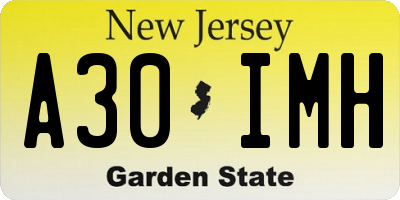 NJ license plate A30IMH