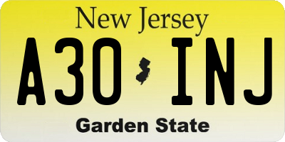 NJ license plate A30INJ