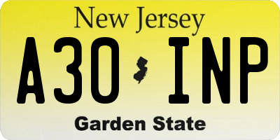 NJ license plate A30INP