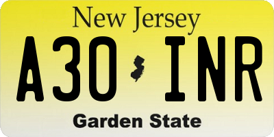 NJ license plate A30INR