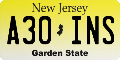 NJ license plate A30INS