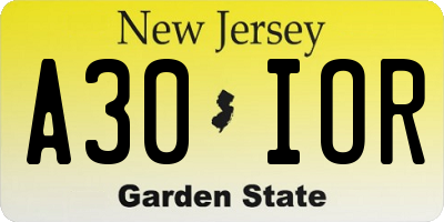 NJ license plate A30IOR