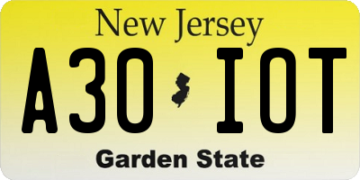 NJ license plate A30IOT