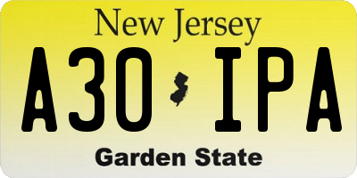 NJ license plate A30IPA