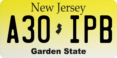 NJ license plate A30IPB