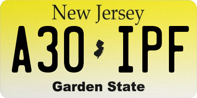 NJ license plate A30IPF