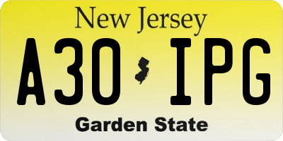 NJ license plate A30IPG