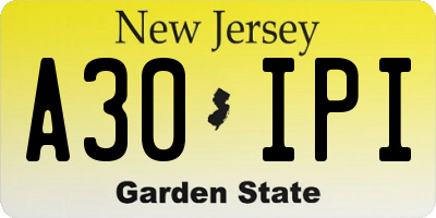 NJ license plate A30IPI