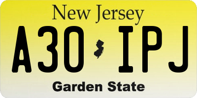 NJ license plate A30IPJ