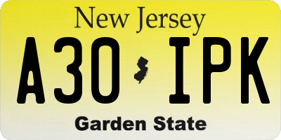 NJ license plate A30IPK