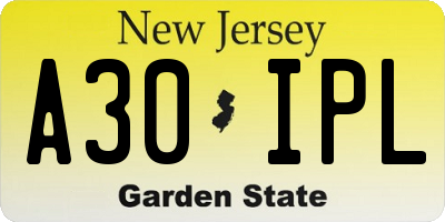 NJ license plate A30IPL