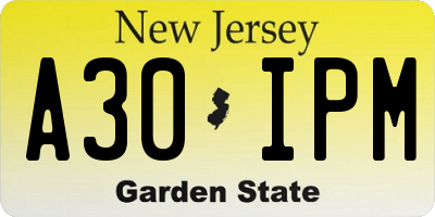 NJ license plate A30IPM