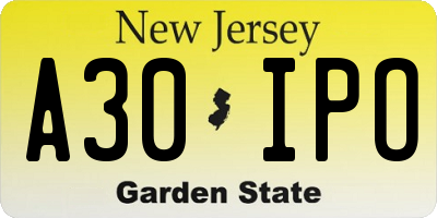 NJ license plate A30IPO