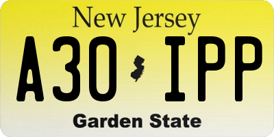 NJ license plate A30IPP