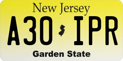 NJ license plate A30IPR