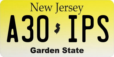 NJ license plate A30IPS