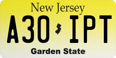 NJ license plate A30IPT