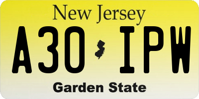 NJ license plate A30IPW